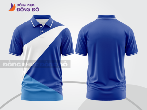 Mẫu thiết kế áo polo basic đồng phục doanh nghiệp đẹp màu xanh dương phối trắng ctpb2191