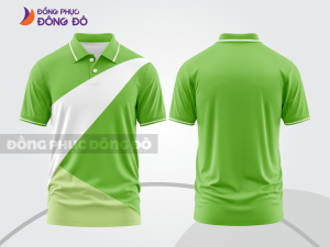 Mẫu thiết kế áo polo basic đồng phục doanh nghiệp đẹp màu xanh lá non phối trắng ctpb2193