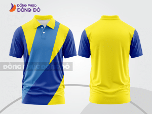 Mẫu thiết kế áo polo basic đồng phục doanh nghiệp đẹp màu xanh dương phối vàng ctpb2932