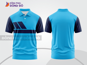 Mẫu thiết kế áo polo basic đồng phục doanh nghiệp đẹp màu xanh cyan phối xanh navy ctpb2935