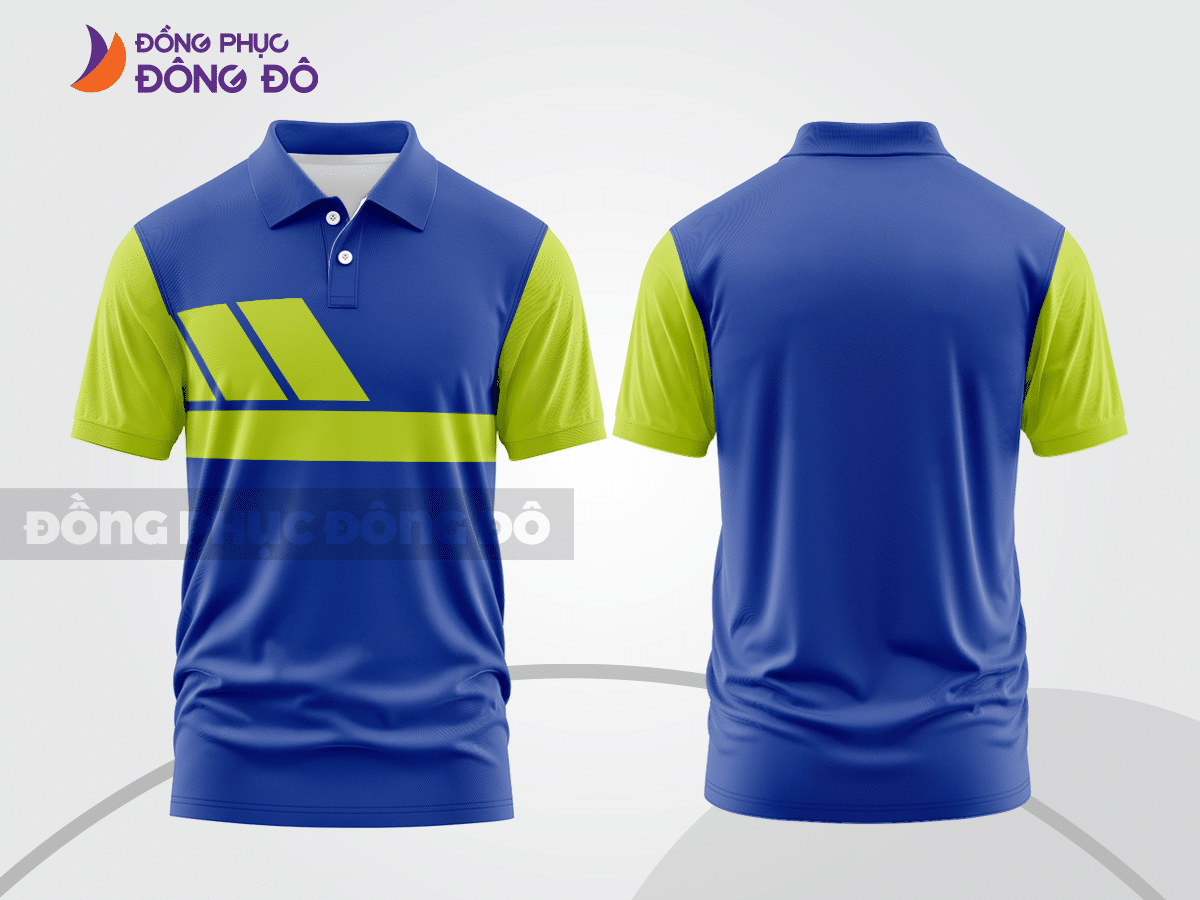 Mẫu thiết kế áo polo basic đồng phục doanh nghiệp đẹp màu xanh dương phối xanh chuối ctpb2936