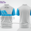 Mẫu thiết kế áo polo basic đồng phục doanh nghiệp đẹp màu trắng phối xanh cyan và xám ctpb2947