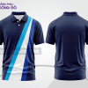 Mẫu thiết kế áo polo basic đồng phục doanh nghiệp đẹp màu xanh navy phối xanh cyan ctpb3046