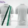 Mẫu thiết kế áo polo basic đồng phục doanh nghiệp đẹp màu trắng phối xanh rêu ctpb3048