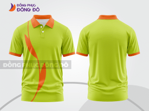 Mẫu thiết kế áo polo basic đồng phục doanh nghiệp đẹp màu xanh chuối phối cam ctpb3079