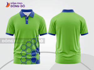 Mẫu thiết kế áo polo basic đồng phục doanh nghiệp đẹp màu xanh chuối phối xanh dương ctpb3145