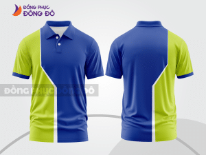 Mẫu thiết kế áo polo basic đồng phục doanh nghiệp đẹp màu xanh dương phối xanh chuối ctpb3161