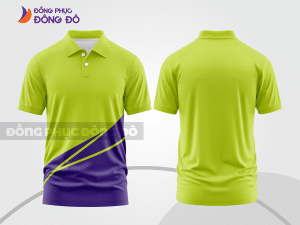 Mẫu thiết kế áo polo basic đồng phục doanh nghiệp đẹp màu xanh chuối phối tím ctpb3182