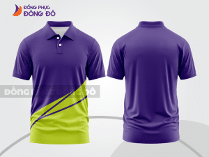 Mẫu thiết kế áo polo basic đồng phục doanh nghiệp đẹp màu tím phối xanh chuối ctpb3189