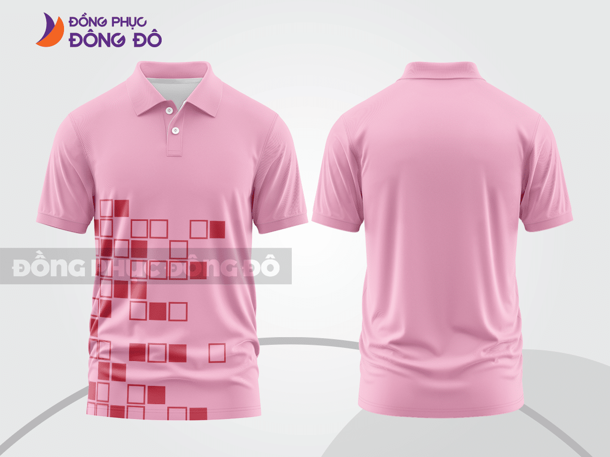 Mẫu thiết kế áo polo basic đồng phục doanh nghiệp đẹp màu hồng phấn phối đỏ ctpb3204