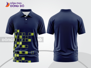 Mẫu thiết kế áo polo basic đồng phục doanh nghiệp đẹp màu xanh navy phối xanh chuối ctpb3208