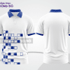 Mẫu thiết kế áo polo basic đồng phục doanh nghiệp đẹp màu trắng phối xanh dương ctpb3215