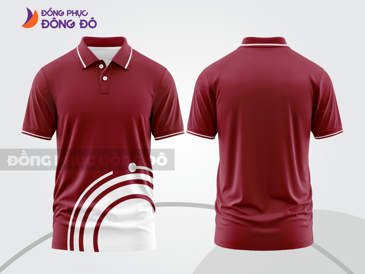 Mẫu thiết kế áo polo basic đồng phục doanh nghiệp đẹp màu đỏ đô phối trắng ctpb3243