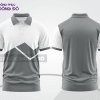 Mẫu thiết kế áo polo basic đồng phục doanh nghiệp đẹp màu xám phối trắng ctpb3310
