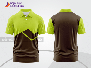 Mẫu thiết kế áo polo basic đồng phục doanh nghiệp đẹp màu nâu phối xanh chuối ctpb3315