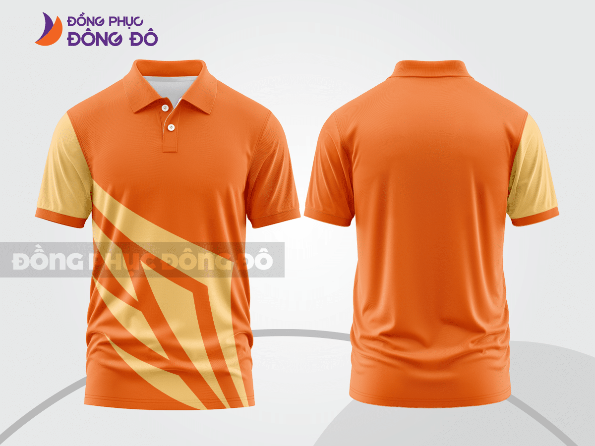 Mẫu thiết kế áo polo basic đồng phục doanh nghiệp đẹp màu cam phối trắng ctpb3317