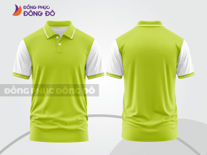 Mẫu thiết kế áo polo basic đồng phục doanh nghiệp đẹp màu xanh chuối phối trắng ctpb3606