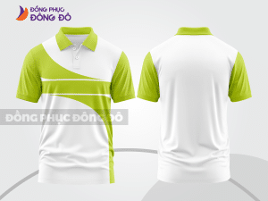 Mẫu thiết kế áo polo basic đồng phục doanh nghiệp đẹp màu trắng phối xanh chuối ctpb3727
