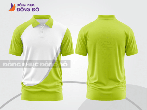 Mẫu thiết kế áo polo basic đồng phục doanh nghiệp đẹp màu xanh chuối phối trắng ctpb3768