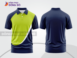 Mẫu thiết kế áo polo basic đồng phục doanh nghiệp đẹp màu xanh navy phối xanh chuối ctpb3795