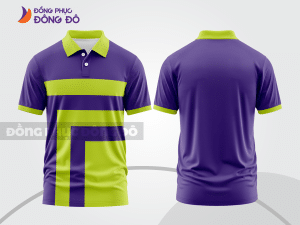 Mẫu thiết kế áo polo basic đồng phục doanh nghiệp đẹp màu tím phối xanh chuối ctpb3805