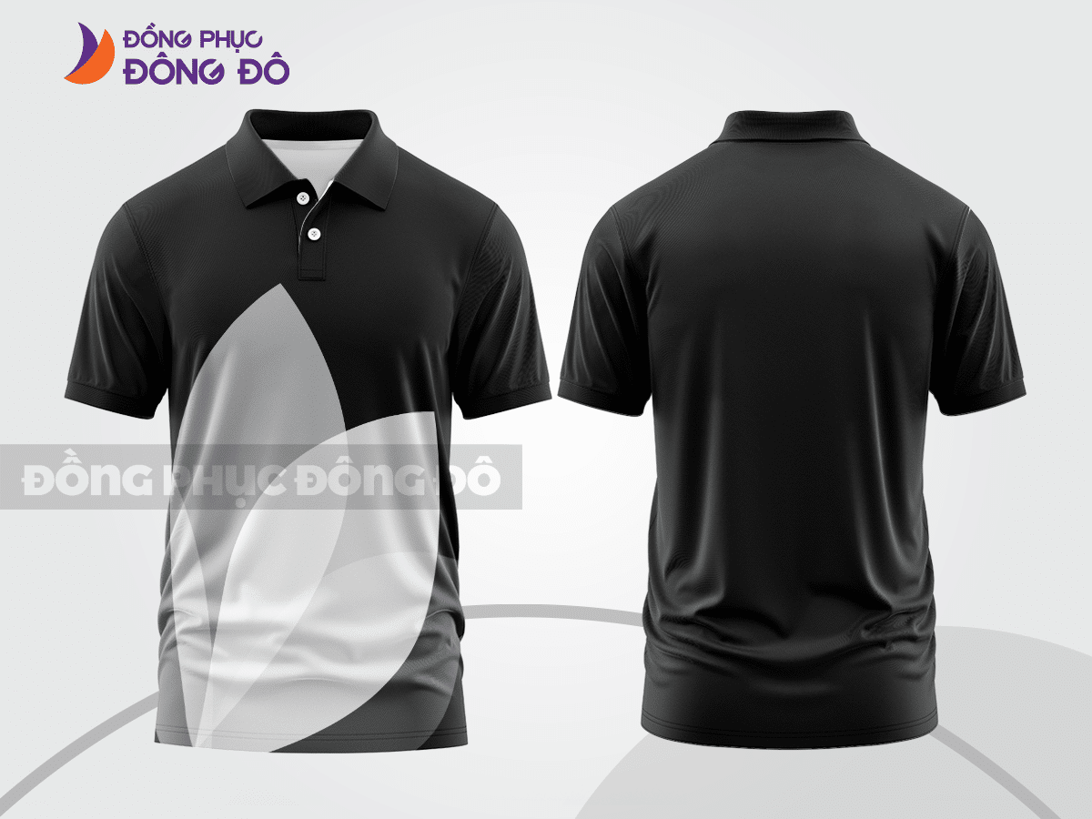 Mẫu thiết kế áo polo basic đồng phục doanh nghiệp đẹp màu đen phối trắng ctpb3870