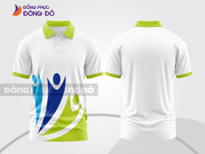 Mẫu thiết kế áo polo basic đồng phục doanh nghiệp đẹp màu trắng phối xanh chuối và xanh dương ctpb3876