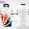 Mẫu thiết kế áo polo basic đồng phục doanh nghiệp đẹp màu trắng phối xanh navy và cam ctpb3884
