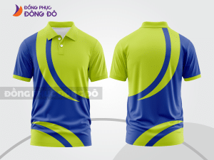 Mẫu thiết kế áo polo basic đồng phục doanh nghiệp đẹp màu xanh dương phối xanh chuối ctpb3917