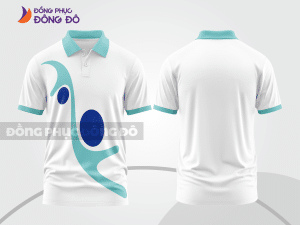 Mẫu thiết kế áo polo basic đồng phục doanh nghiệp đẹp màu trắng phối xanh da trời và xanh dương ctpb4052