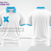 Mẫu polo basic đồng phục công sở đẹp màu trắng phối xanh cyan ctpb4218