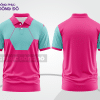 Mẫu áo polo basic cho doanh nghiệp đẹp màu hồng cánh sen phối xanh cyan ctpb4490
