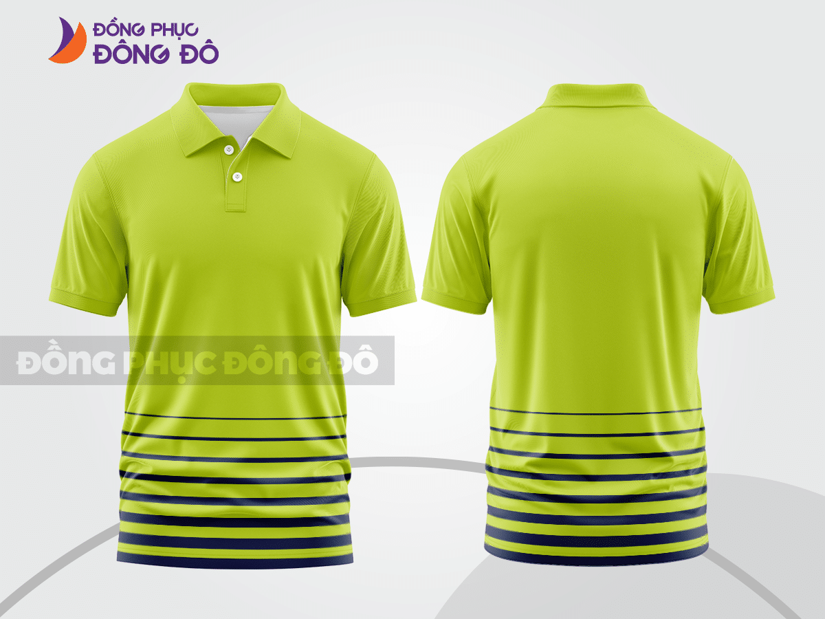 Mẫu polo basic công sở màu xanh chuối phối trắng ctpb4643