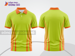 Mẫu thiết kế áo polo basic đồng phục doanh nghiệp màu xanh chuối phối cam ctpb4753