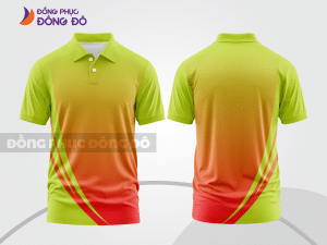 Mẫu thiết kế áo polo basic đồng phục doanh nghiệp màu xanh chuối phối đỏ ctpb4781