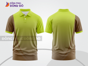 Mẫu thiết kế áo polo basic đồng phục doanh nghiệp màu xanh chuối phối nâu ctpb4809