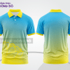 Mẫu polo basic đồng phục nhân viên màu xanh cyan phối vàng ctpb4855