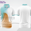 Mẫu áo thun polo basic đồng phục công ty đẹp màu trắng phối xanh da trời và cam ctpb4936