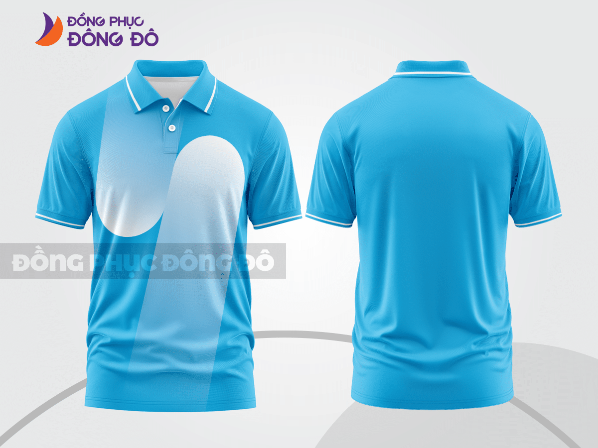 Áo polo basic doanh nghiệp xanh da trời phối trắng ctpb4979
