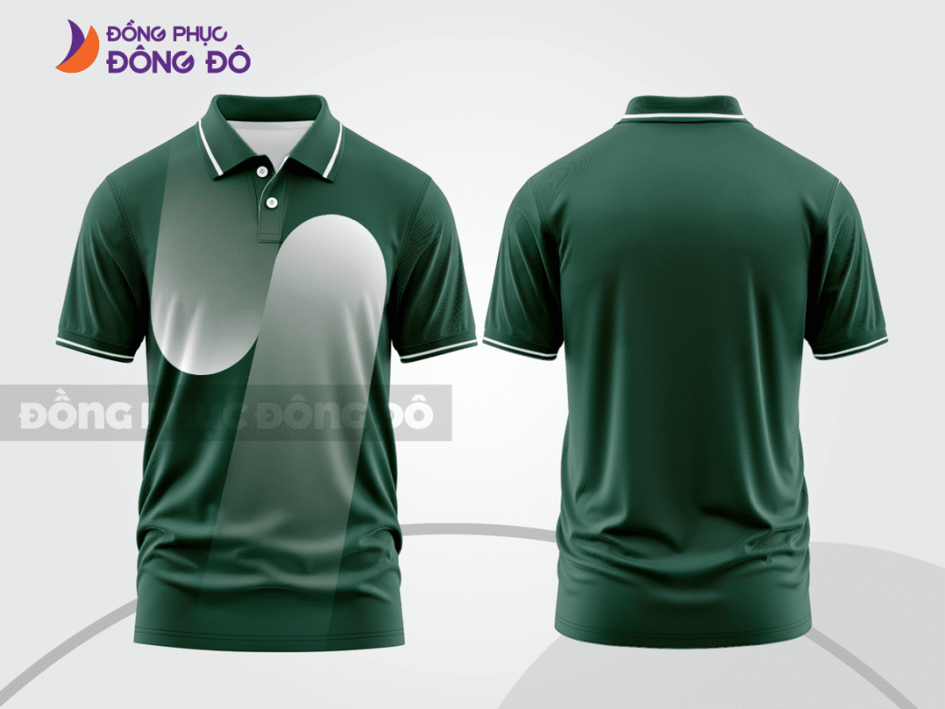 Áo polo đồng phục công ty xanh rêu phối trắng ctpb4984