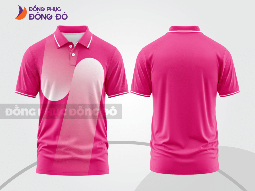 Áo polo đồng phục nhân viên màu hồng cánh sen phối trắng ctpb4985