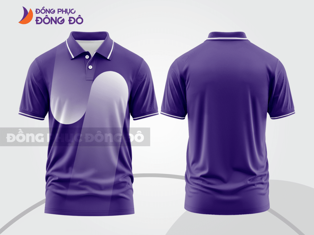 Áo polo đồng phục công ty màu tím phối trắng ctpb4989