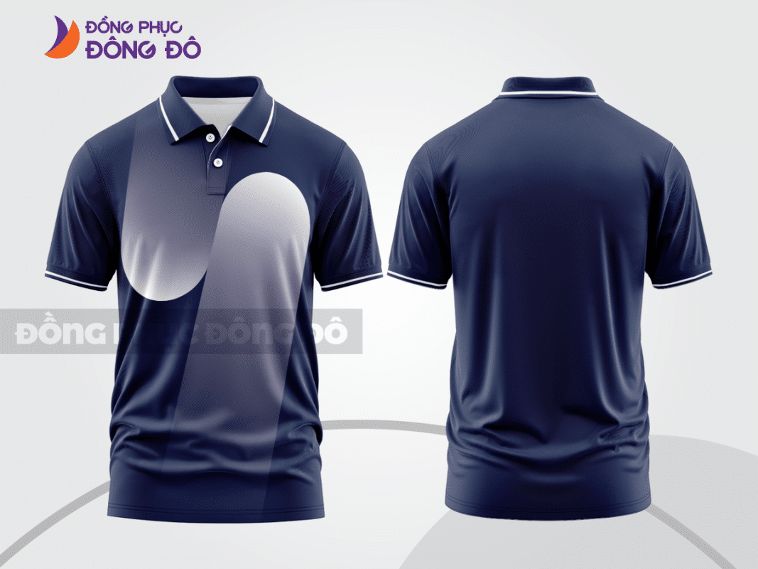 Áo polo đồng phục doanh nghiệp xanh navy phối trắng CTPB4990