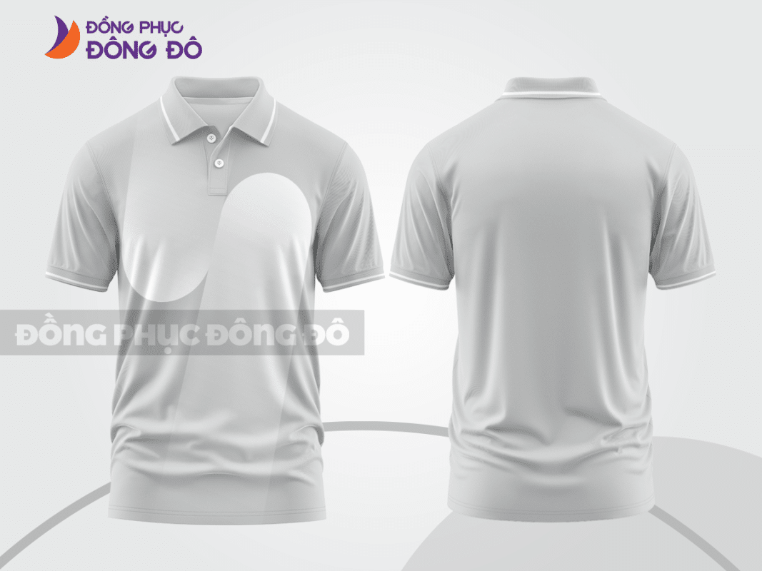 Áo polo đồng phục nhân viên trắng phối xám ctpb4991