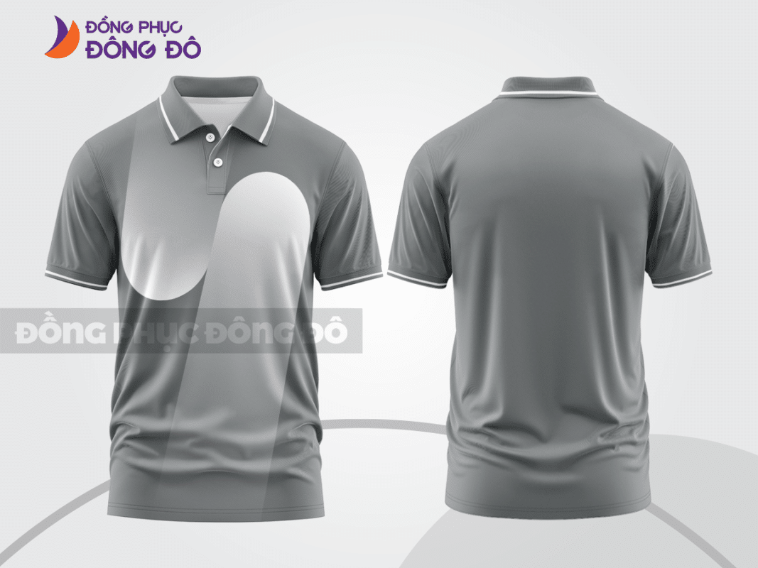 Áo thun polo công sở màu xám phối trắng CTPB4992