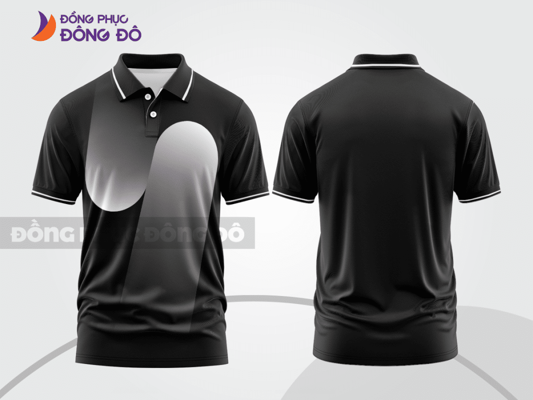 Áo polo văn phòng màu đen phối trắng CTPB4993