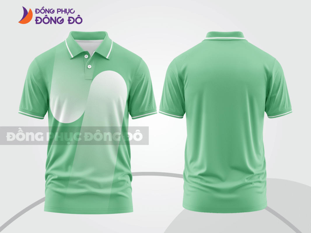 Áo polo đồng phục xanh bạc hà phối trắng ctpb4995