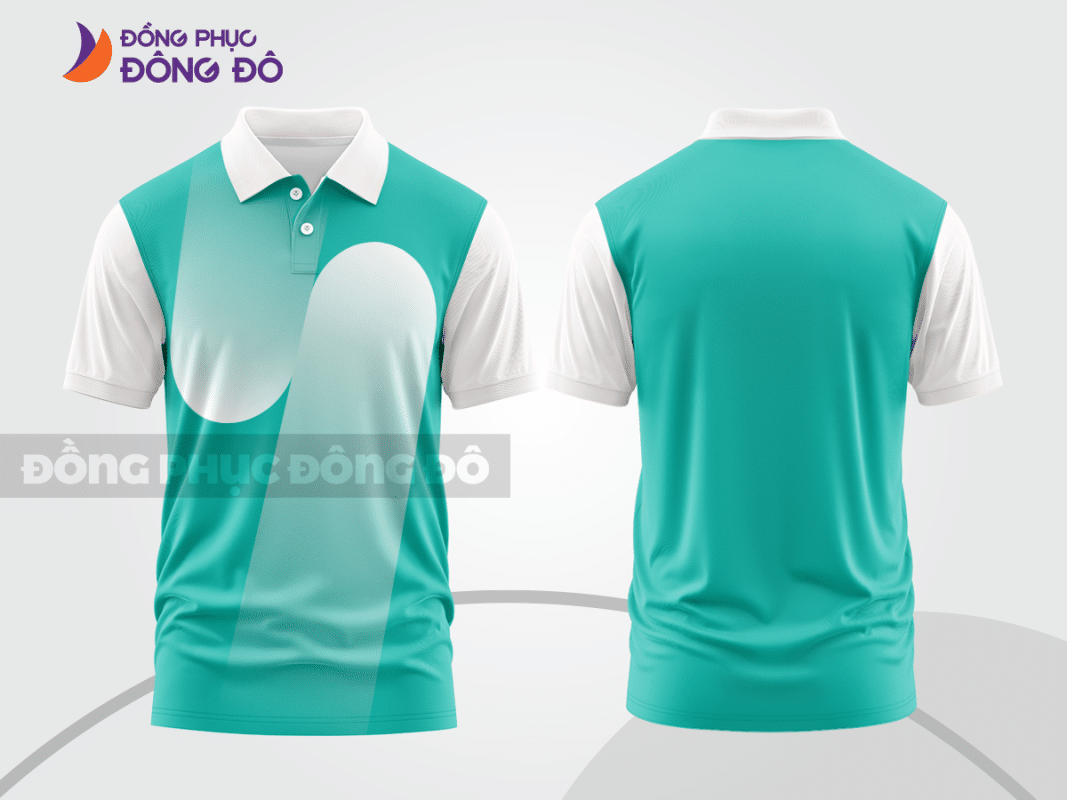Áo polo đồng phục văn phòng trắng phối xanh ngọc ctpb4999