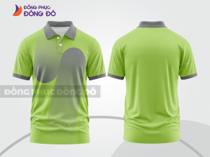 Mẫu áo polo basic đồng phục công sở màu xanh chuối phối xám họa tiết oval ctpb5008