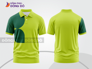 Mẫu áo polo basic đồng phục công ty màu xanh chuối phối xanh rêu họa tiết oval ctpb5017